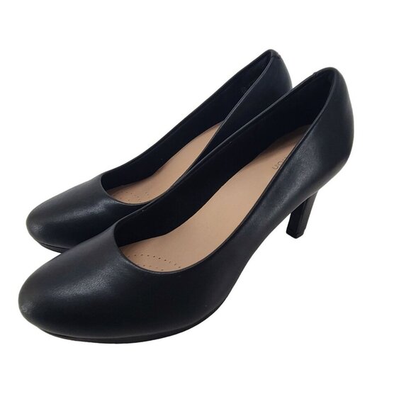 Clarks Womens Adriel Viola Closed Toe Classic PUMPS Black Leather Size 8 - Picture 3 of 8